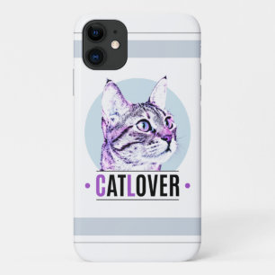 Cute Kitty Face Pink and Black Cat Lover iPhone 11 Case