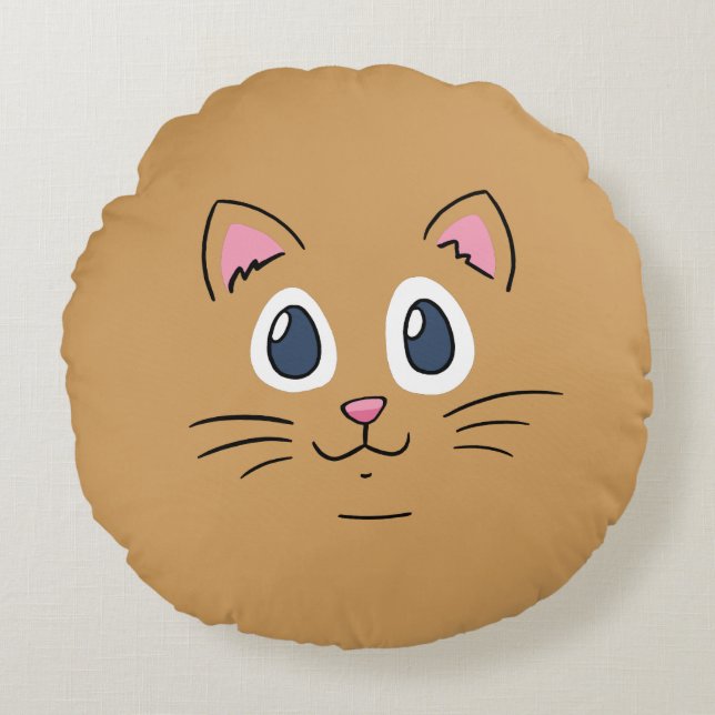 Cute Kitty Face Round Cushion (Front)