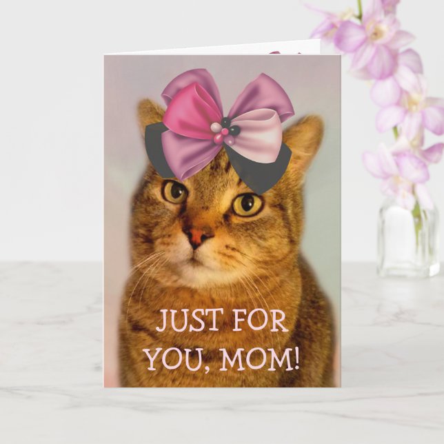 Cute Kitty For Mum Birthday Card (Orchid)