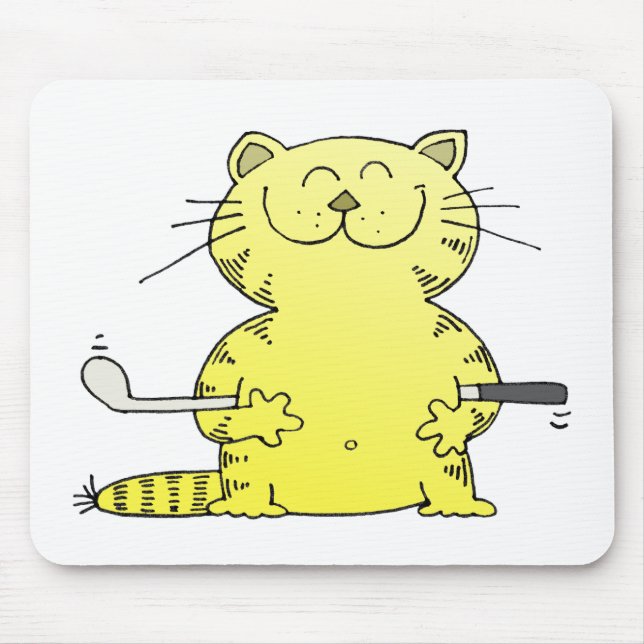 Cute Kitty Golfer Mouse Pad (Front)
