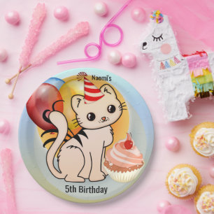 Cute Kitty Happy Child Birthday  Paper Plate