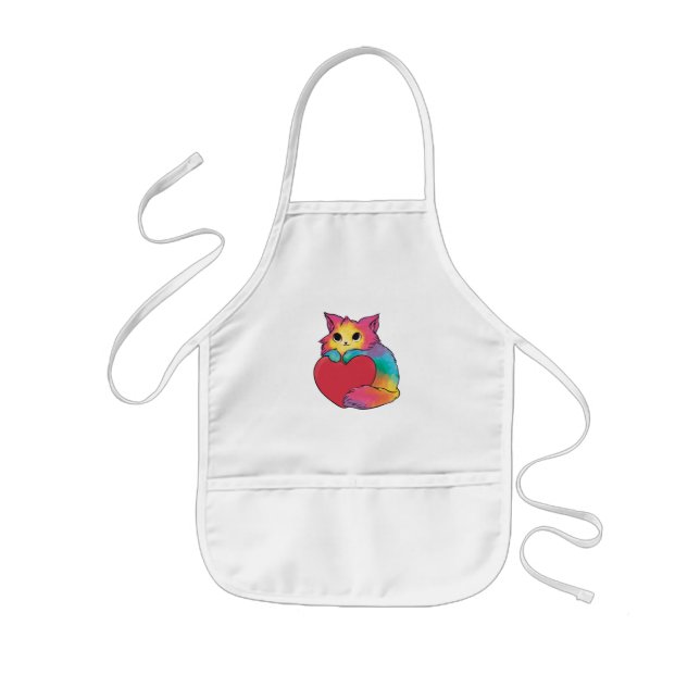 Cute Kitty Heart Kids Apron (Front)