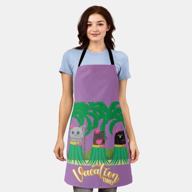 Cute Kitty Hula Girls Vacation Time Apron (Worn)
