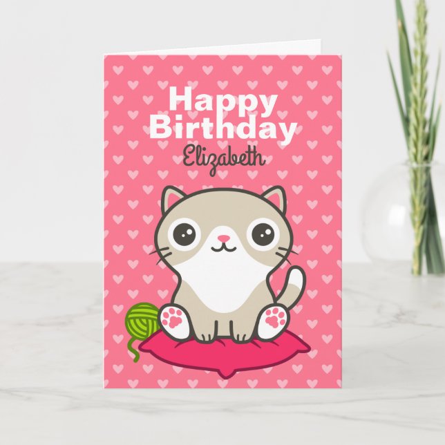 Cute Kitty Illustration Card (Front)