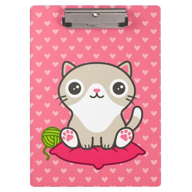 Cute Kitty Illustration Clipboard (Front)