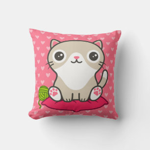 Cute Kitty Illustration Cushion