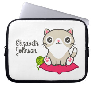 Cute Kitty Illustration Laptop Sleeve