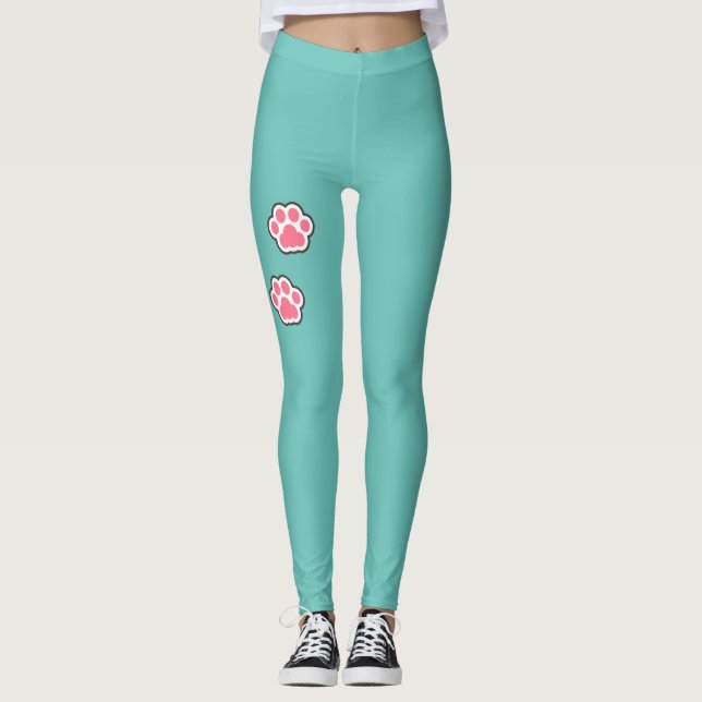 Cute Kitty Illustration Leggings (Front)