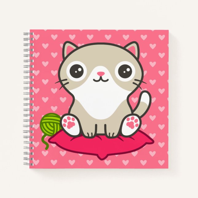 Cute Kitty Illustration Notebook (Front)