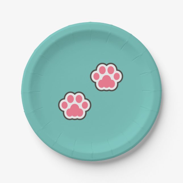 Cute Kitty Illustration Paper Plate (Front)