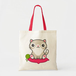 Cute Kitty Illustration Tote Bag