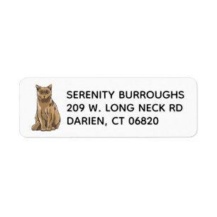 Cute Kitty Kitten Cartoon Brown Cat Return Address Label