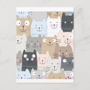 Cute kitty kitten cat blue grey pattern postcard