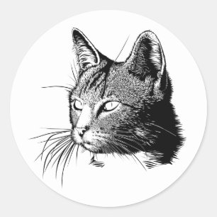 Cute Kitty Kitten Illustration Cat Classic Round Sticker
