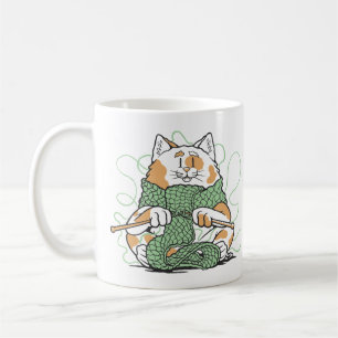Cute Kitty Knitting Crafting Crafts Yarn Lover Cat Coffee Mug