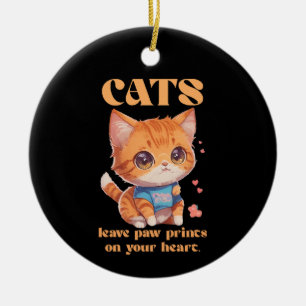 cute kitty love ceramic ornament