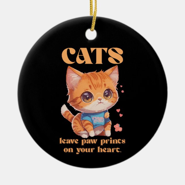 cute kitty love ceramic ornament (Front)