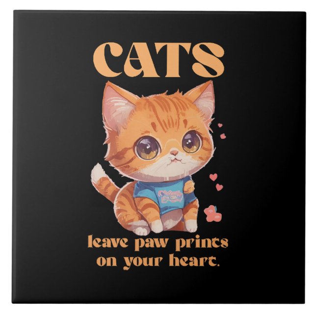 cute kitty love ceramic tile (Front)