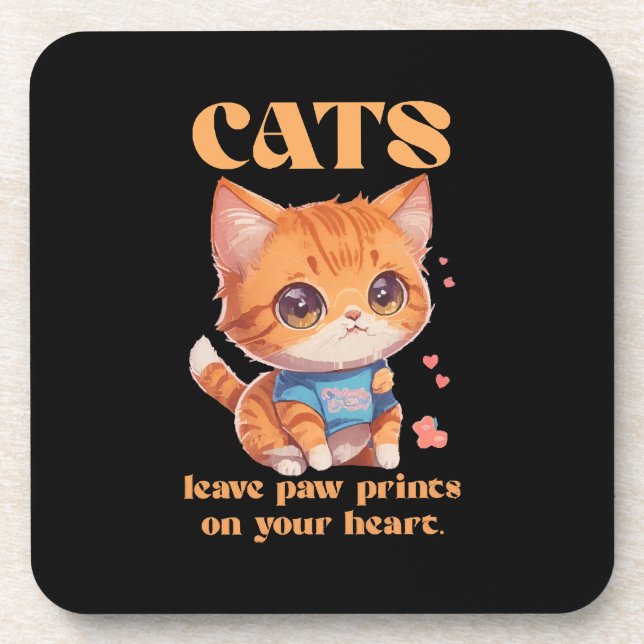 cute kitty love coaster (Front)