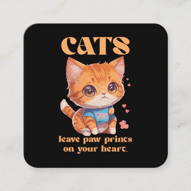 cute kitty love square business card (Front)