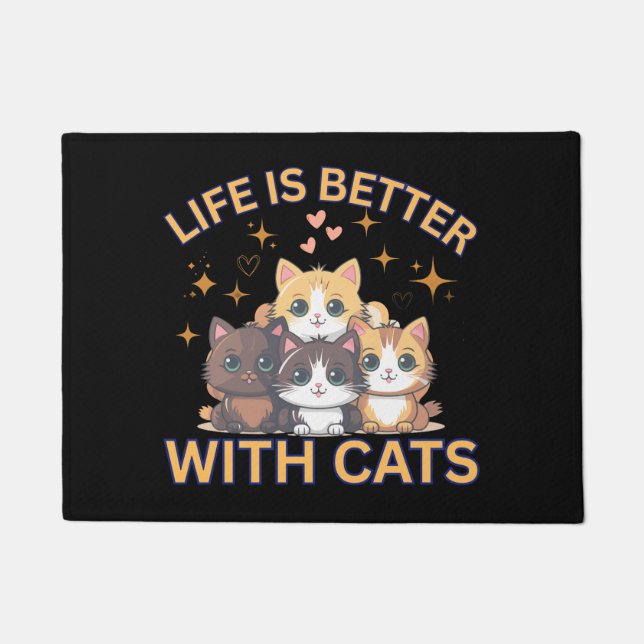 Cute Kitty Lover Welcome Mat (Front)