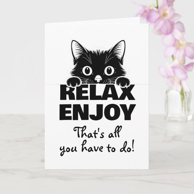 Cute Kitty Minimalistic Design - CAT 1 Card (Orchid)
