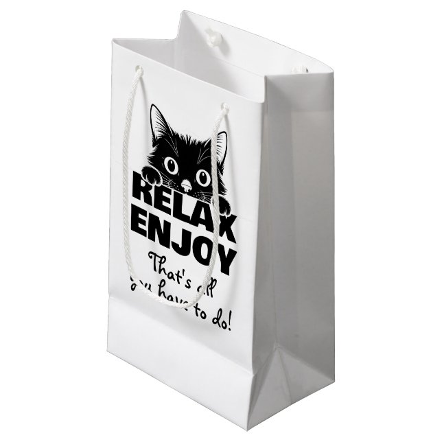 Cute Kitty Minimalistic Design - CAT 1 Small Gift Bag (Front Angled)