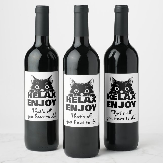 Cute Kitty Minimalistic Design - CAT 1 Wine Label (Bottles)