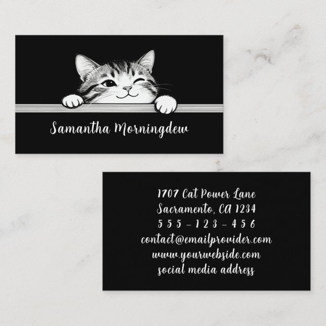 Cute Kitty Minimalistic Design - CAT 2 Business Card (Front/Back)