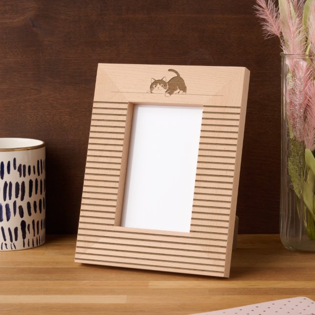 Cute Kitty Minimalistic Design - CAT 6 Etched Frames (Left)