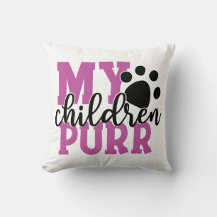 Cute Kitty Mum Kitten Rescue Purple Black Cat Cushion