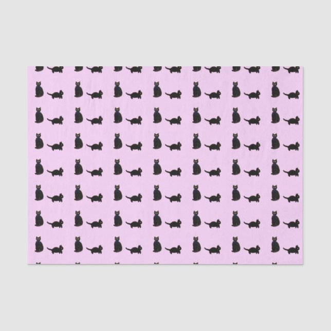 Cute Kitty Pattern Black Cats Custom Colour Tissue Paper (Front)