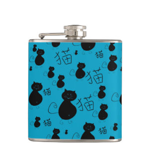 Cute kitty pattern hip flask