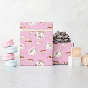 Cute Kitty Pattern In Pink Wrapping Paper