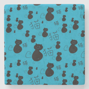 Cute kitty pattern stone coaster