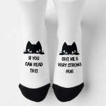 Cute Kitty Romantic Quote - Crew Socks<br><div class="desc">Cute Socks,  white and black,  with a little cat and a romantic quote that you can customise easily.</div>