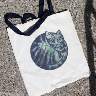 Cute Kitty Round Cat Art Tote Bag