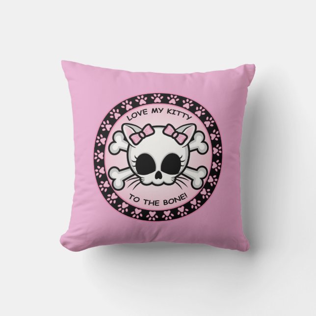 Cute Kitty Skull Cushion (Front)