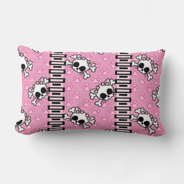 Cute Kitty Skull Lumbar Cushion (Front)