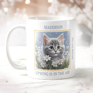 Cute Kitty Spring Flowers Cat Lover Name Mug