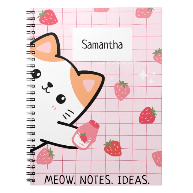Cute Kitty Strawberry Notebook (Front)