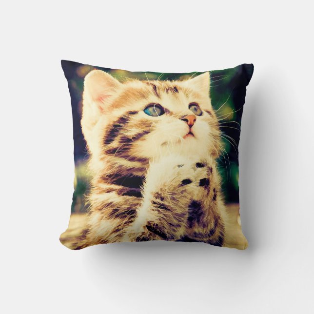 Cute Kitty Throw Pillow (Front)