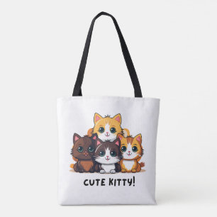 'Cute Kitty' Trio Adorable Cat Lover Tote Bag