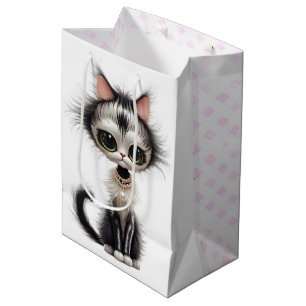Cute Kitty Wearing a Pearl Necklace Medium Gift Bag