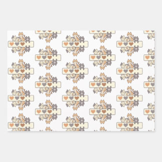 Cute kitty wrapping paper - abstract - set of 3