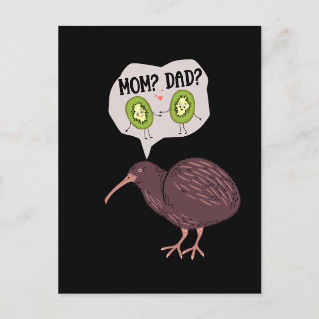 Cute Kiwi Bird Family Humour New Zealand Postcard (Front)