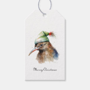 Cute Kiwi Bird in Christmas Elf Hat, custom Gift Tags