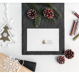 Cute Kiwi Bird in Christmas Elf Hat, custom Label