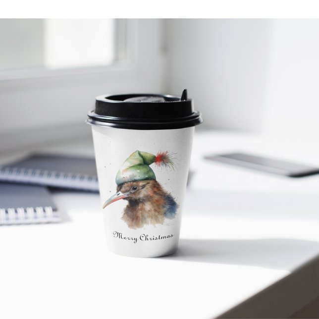 Cute Kiwi Bird in Christmas Elf Hat, custom Paper Cups (Creator Uploaded)