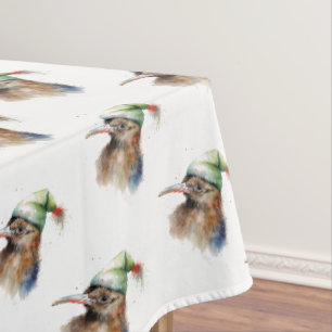 Cute Kiwi Bird in Christmas Elf Hat Tablecloth
